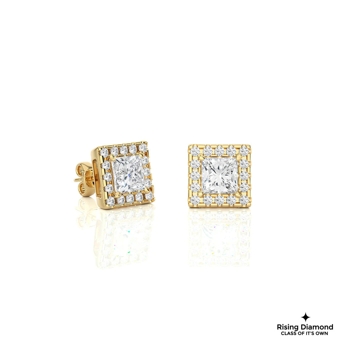 1.12 TCW Princess EF/VS Lab Grown For Each Diamond Halo Earring