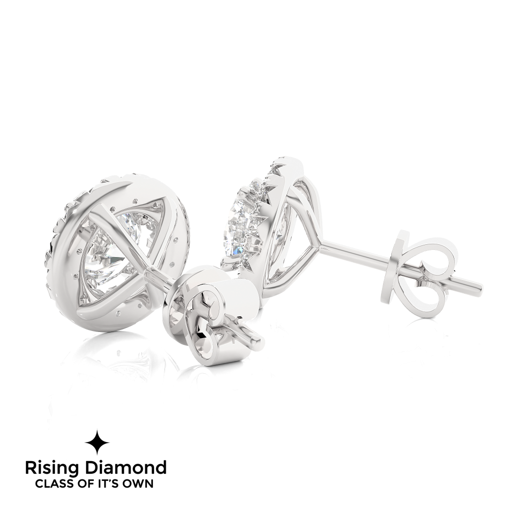 1.15 TCW For Each Round Cut EF-VS Lab Grown Diamond Halo Earring