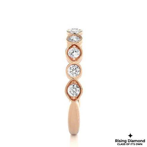 0.28 TCW Round Cut Colorless Moissanite Half Eternity Gold Wedding Band