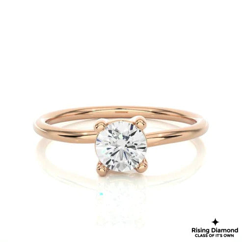 1.01 TCW Round Cut D-VS Lab Grown Diamond Gold Solitaire Engagement Ring