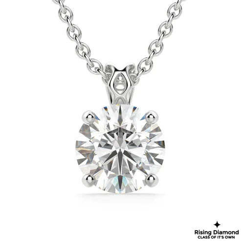 1.35 Ct Round Cut Lab Grown Diamond Gold Solitaire Pendant