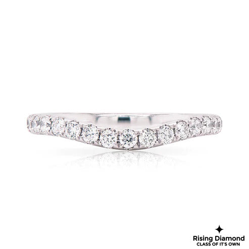 0.60 CTW Round Cut Colorless Moissanite Curved Wedding Band