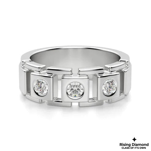 0.81 TCW Round Cut FG-VS Lab Grown Diamond Gold Wedding Band