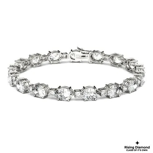 12.30 CTW Oval Cut Colorless Moissanite Tennis Bracelet