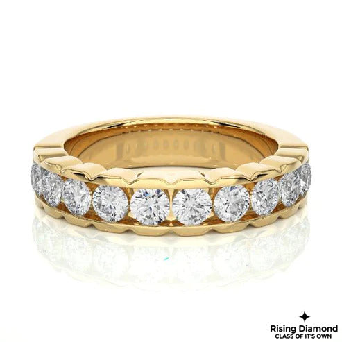 2.02 CTW Round Cut Colorless Moissanite Half Eternity Band