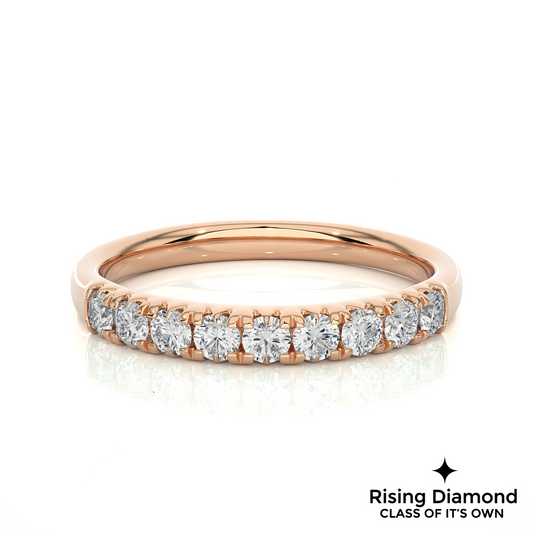 0.47 CTW Round Cut Lab Grown Diamond Half Eternity Wedding Band