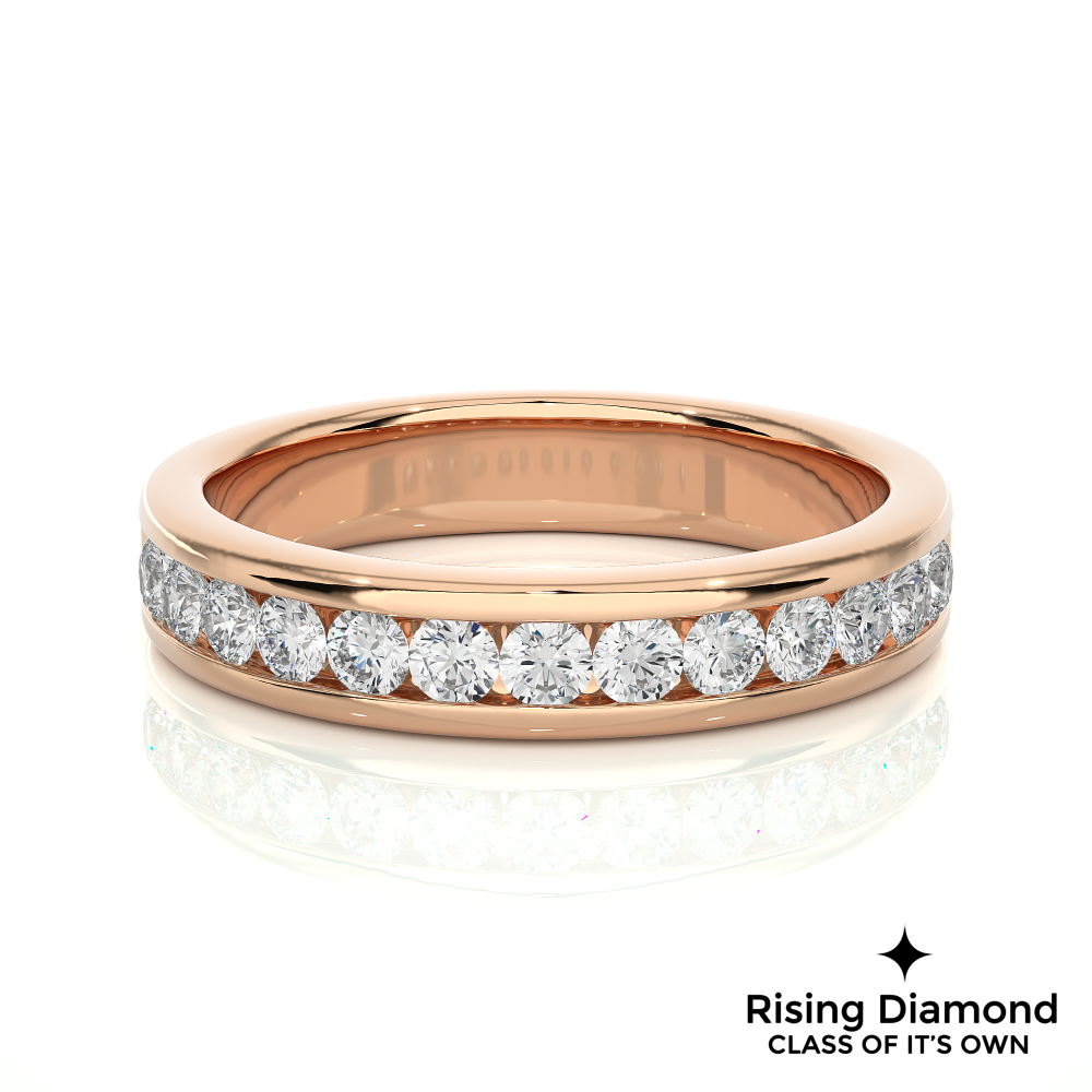 0.52 CTW Round Cut Lab Grown Diamond Half Eternity Wedding Band in Chanel Setting