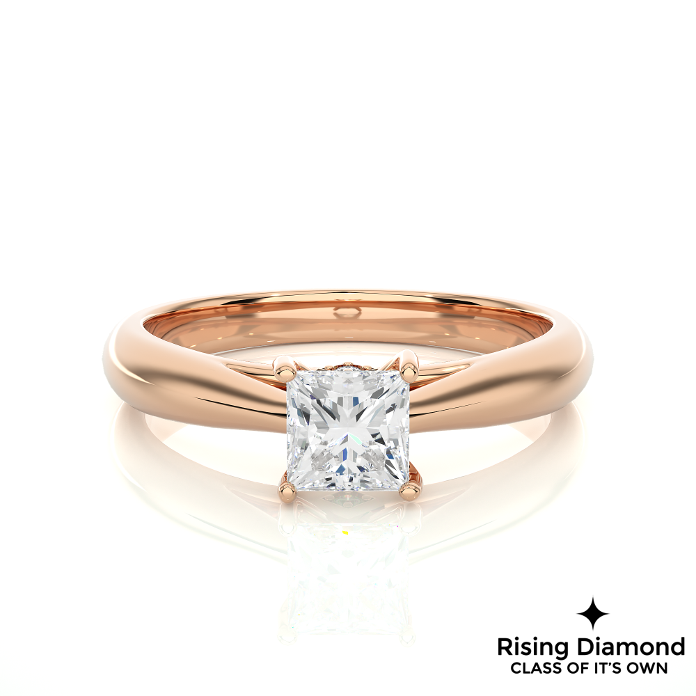 1.30 Ct Princess Cut F-VS2 Lab Grown Diamond Gold Engagement Ring