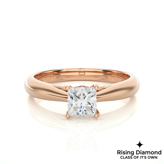 1.30 Ct Princess Cut F-VS2 Lab Grown Diamond Gold Engagement Ring