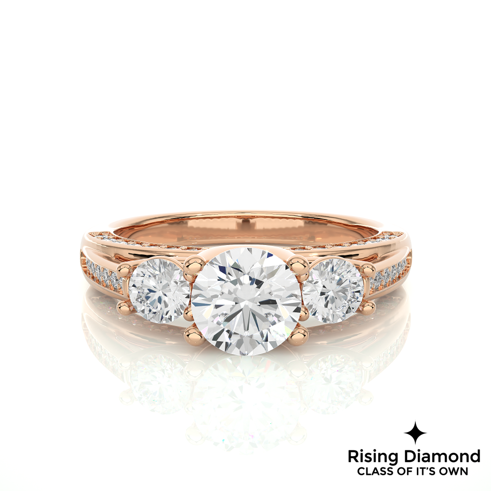 1.58 Ct Round Cut F-VS1 Lab Grown Diamond Gold Engagement Ring