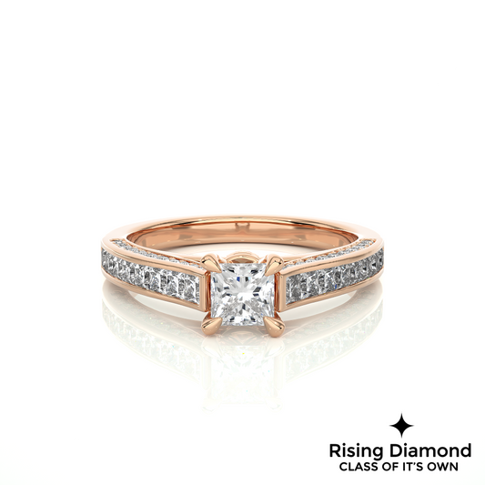 1.02 Ct Princess Cut Colorless Moissanite Cathedral Engagement Ring