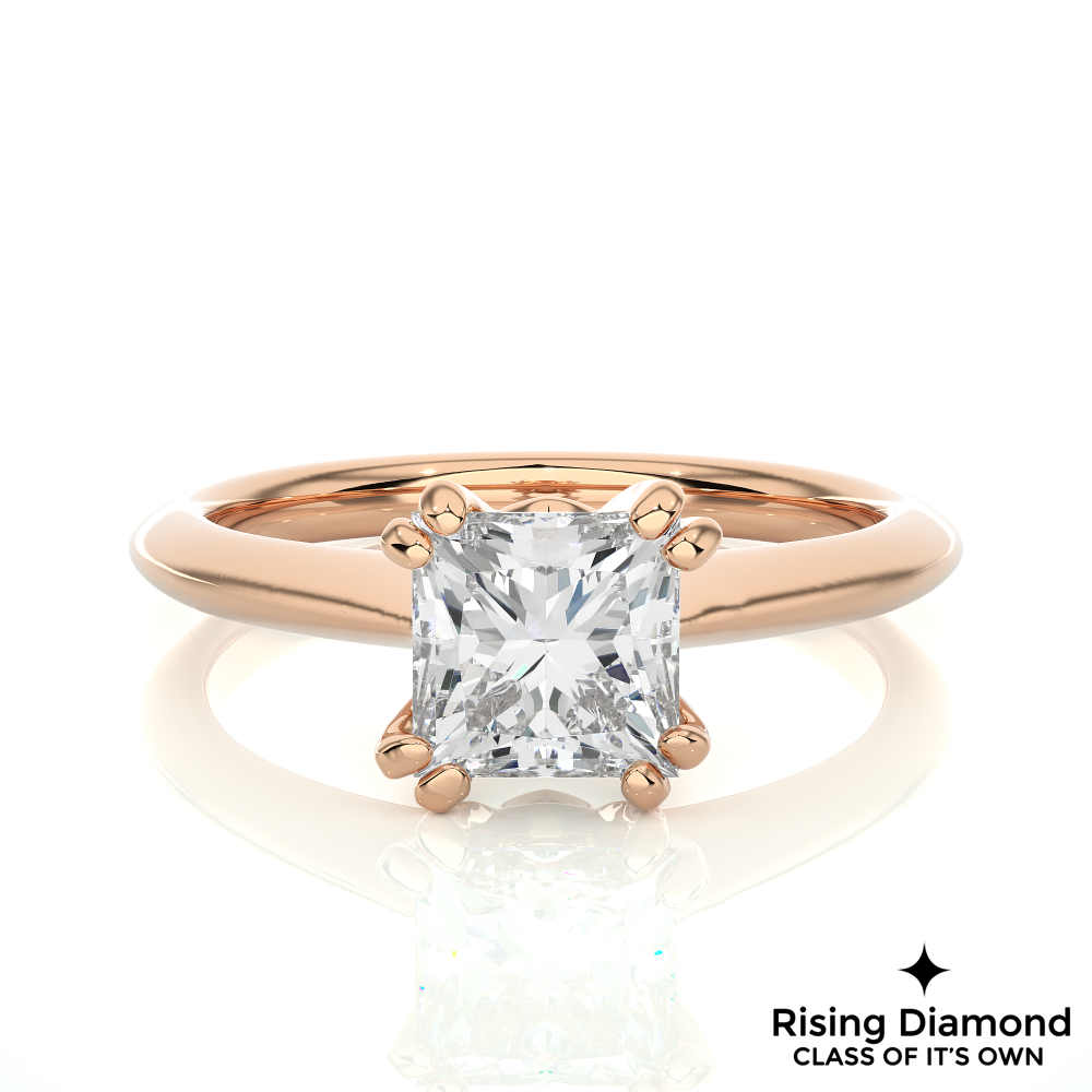 1.47 Ct Princess Cut Colorless Moissanite Engagement Ring