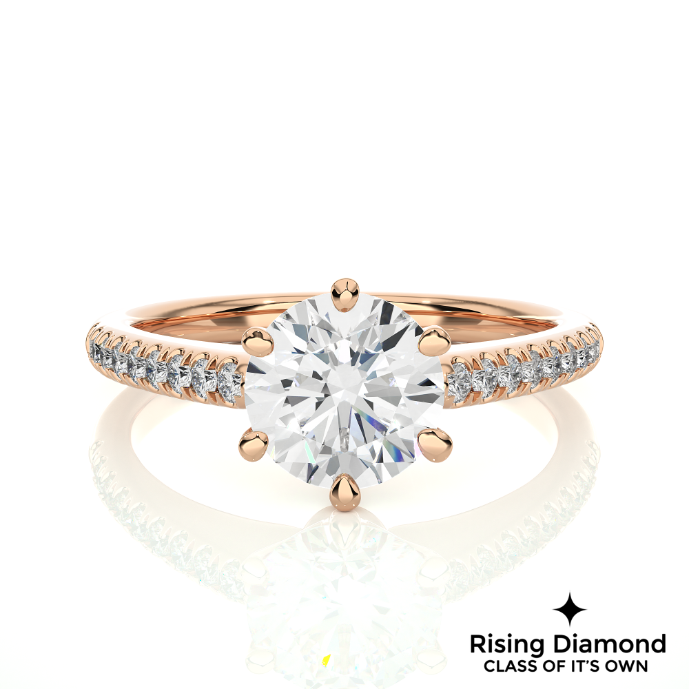 1.79 Ct Round Cut Colorless Moissanite Six Prong Engagement Ring