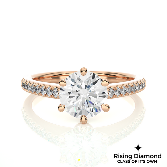 1.79 Ct Round Cut Colorless Moissanite Six Prong Engagement Ring