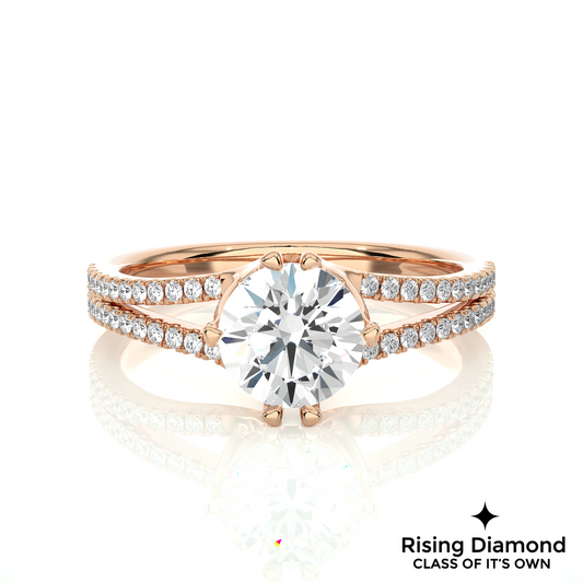 1.01 Ct Round Cut Colorless Moissanite Split Shank Engagement Ring