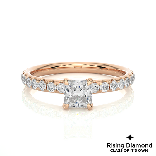 1.07 Ct Princess Cut Colorless Moissanite Engagement Ring