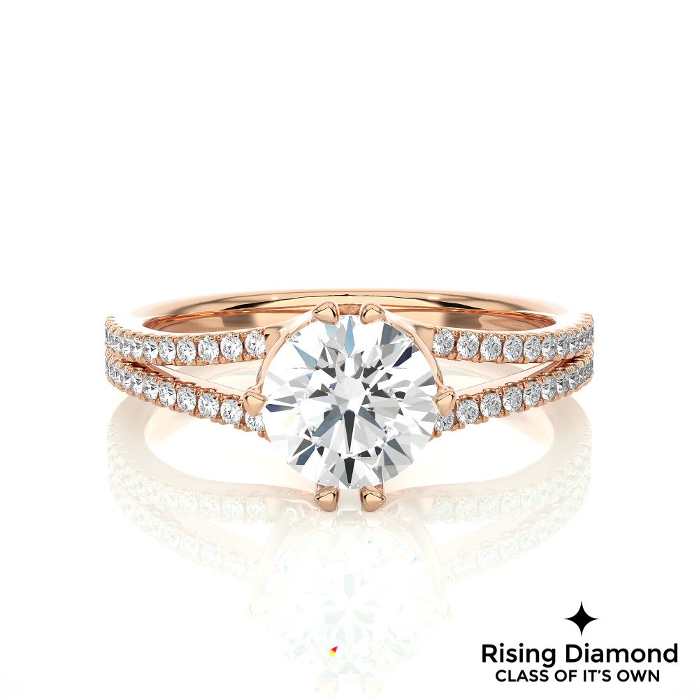1.01 Ct Round Cut F-VS1 Lab Grown Diamond Split Shank Engagement Ring