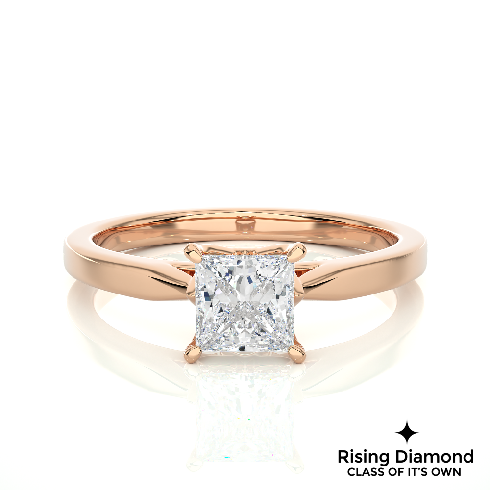 1.01 Ct Princess Cut Colorless Moissanite Solitaire Engagement Ring