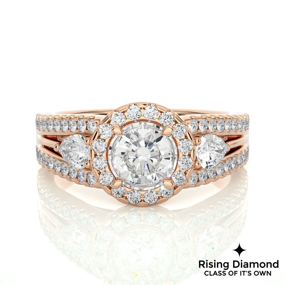 1.16 Ct Round Cut F-VS1 Lab Grown Diamond Gold Engagement Ring