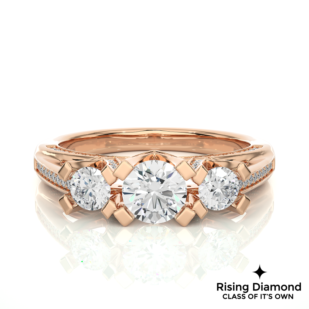 1.01 Ct Round Cut E-VS1 Lab Grown Diamond Gold Engagement Ring