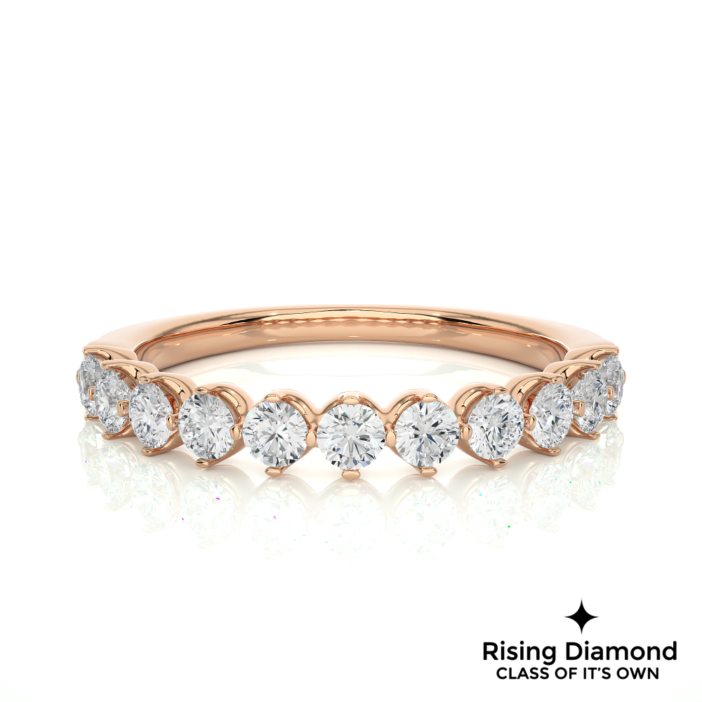 0.19 CTW Round Cut Lab Grown Diamond Half Eternity Gold Band