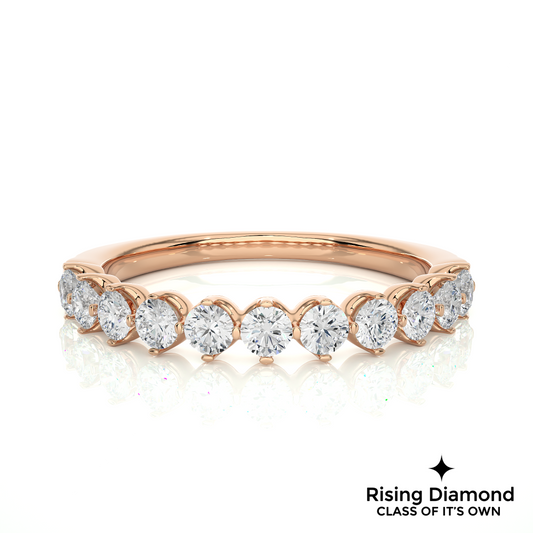 0.19 CTW Round Cut Lab Grown Diamond Half Eternity Gold Band