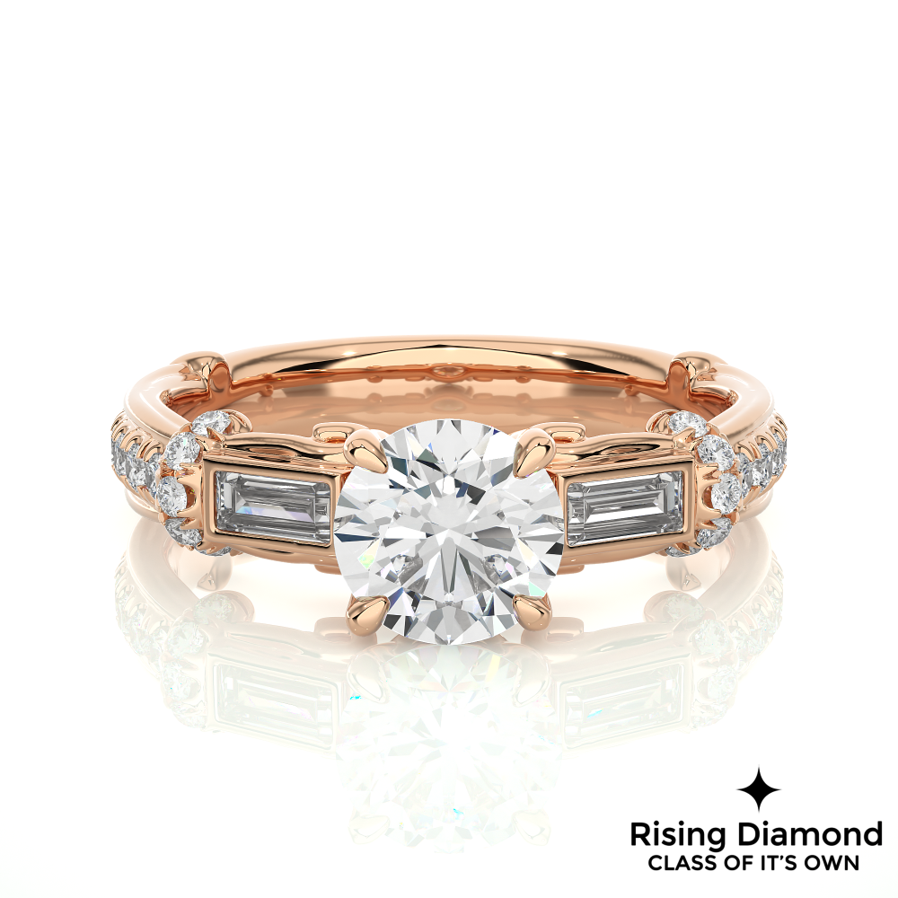 1.48 Ct Round Cut Colorless Moissanite Gold Engagement Ring