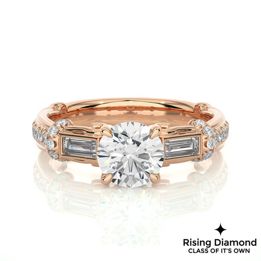 1.48 Ct Round Cut Colorless Moissanite Gold Engagement Ring