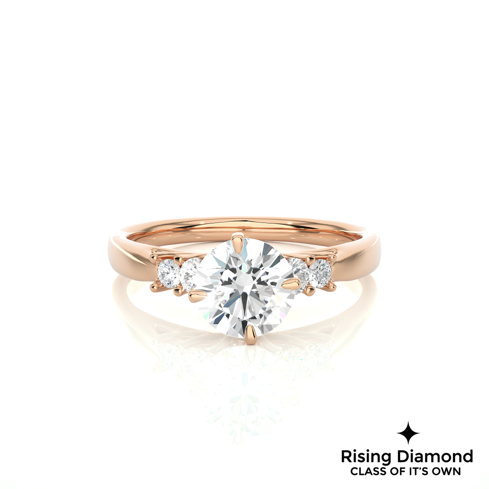 0.97 Ct Round Cut Colorless Moissanite Engagement Ring