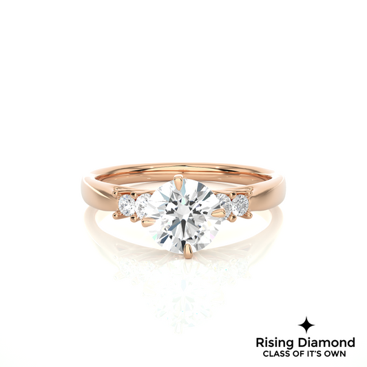 0.97 Ct Round Cut Colorless Moissanite Engagement Ring