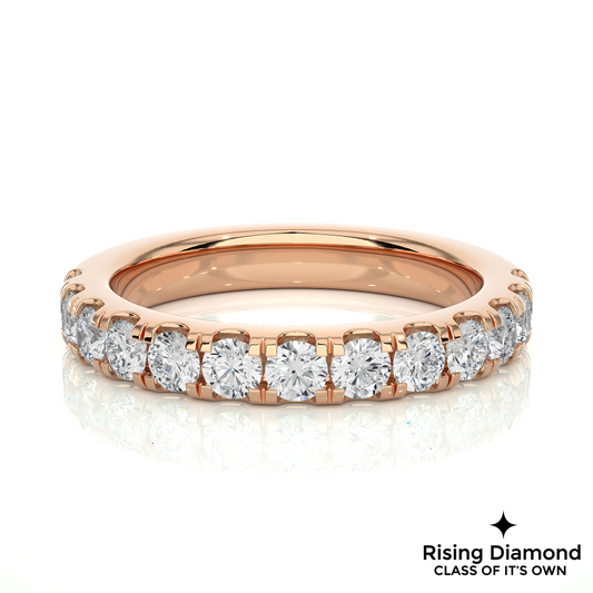 1.01 CTW Round Cut Lab Grown Diamond Half Eternity Wedding Band in V Pave Setting