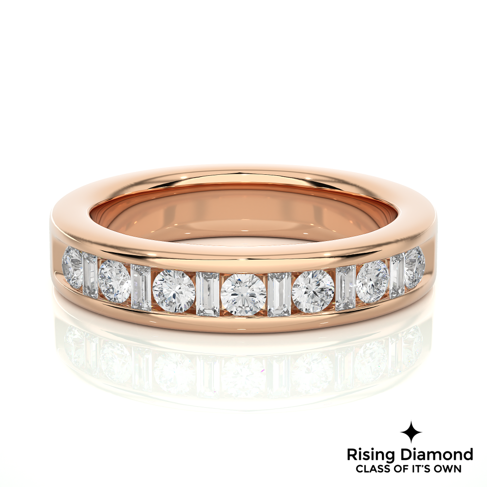 0.52 CTW Round And Baguette Cut Lab Grown Diamond Wedding Band