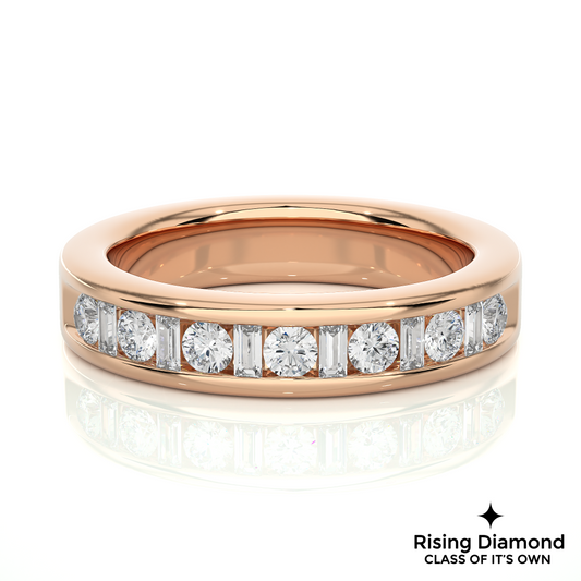 0.52 CTW Round And Baguette Cut Lab Grown Diamond Wedding Band