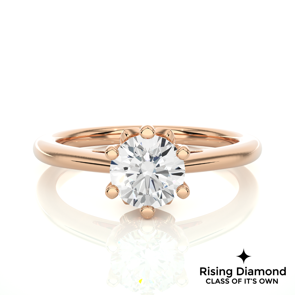 1.03 Ct Round Cut Colorless Moissanite Six Prong Engagement Ring