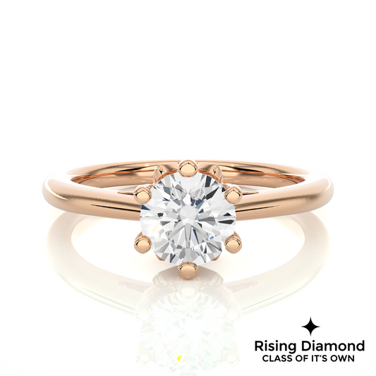 1.03 Ct Round Cut Colorless Moissanite Six Prong Engagement Ring