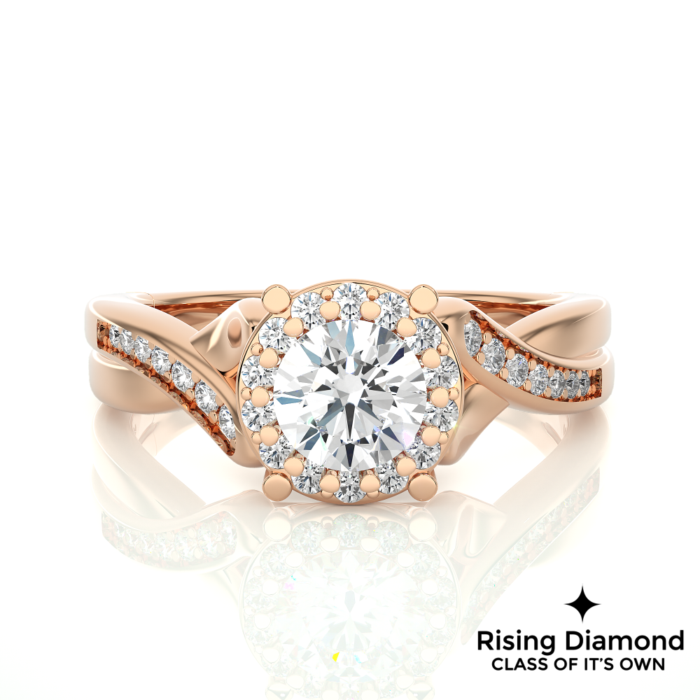 1.09 Ct Round Cut E-VS1 Lab Grown Diamond Halo Engagement Ring