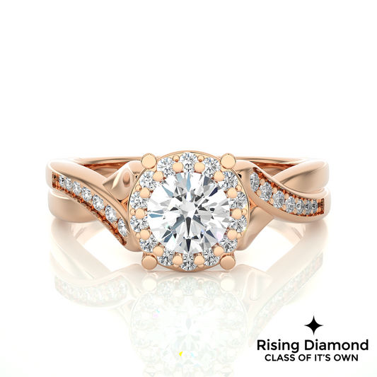 1.09 Ct Round Cut E-VS1 Lab Grown Diamond Halo Engagement Ring
