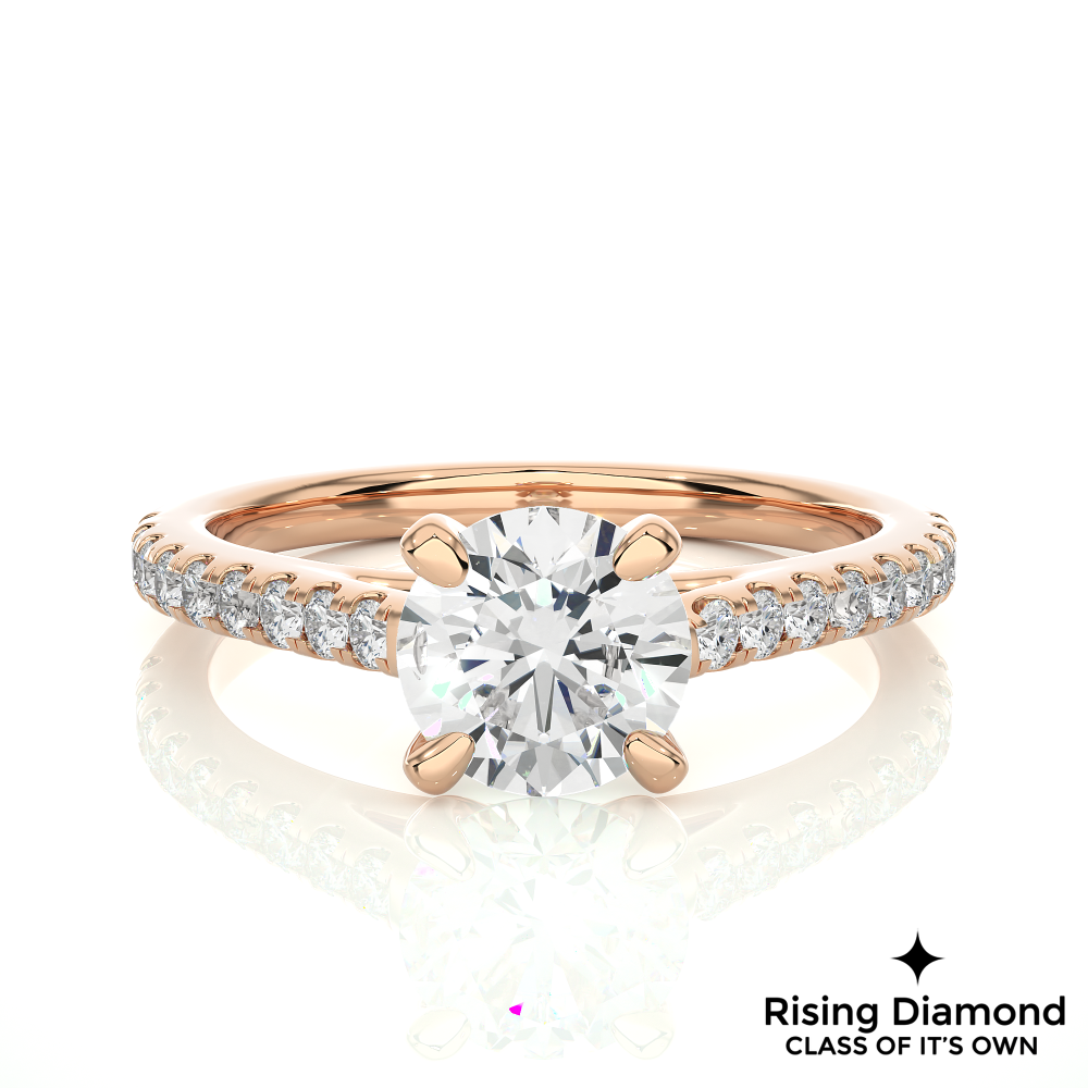 1.58 Ct Round Cut Colorless Moissanite Pave Engagement Ring