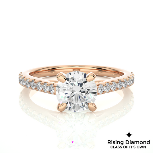 1.58 Ct Round Cut Colorless Moissanite Pave Engagement Ring