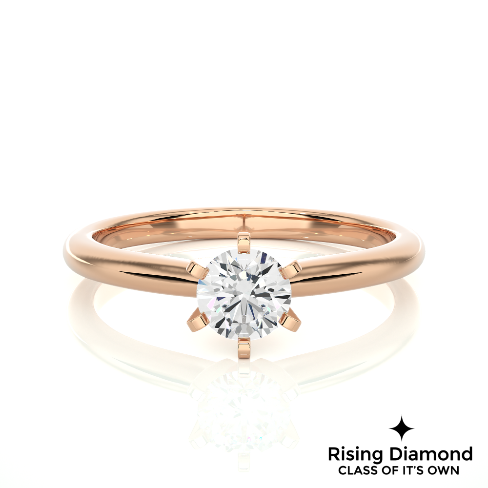 1.02 Ct Round Cut E-VS1 Lab Grown Diamond Gold Engagement Ring