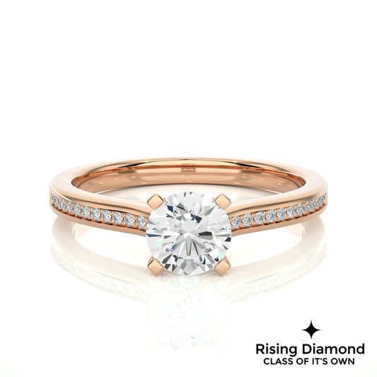 1.16 Ct Round Cut Colorless Moissanite Engagement Ring in Cathedral Style