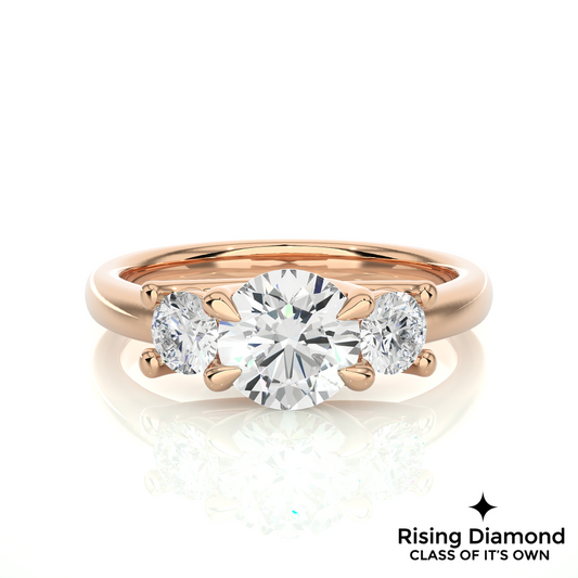 1.48 Ct Round Cut Colorless Moissanite Three Stone Engagement Ring