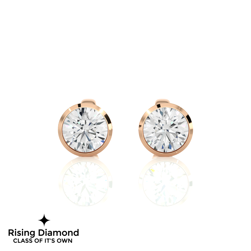 1.05 Ct For Each Round Cut Lab Grown Diamond Gold Stud Earring