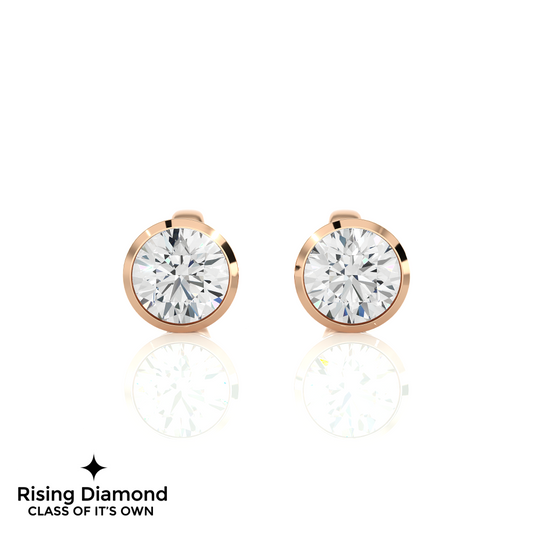 1.05 Ct For Each Round Cut Lab Grown Diamond Gold Stud Earring