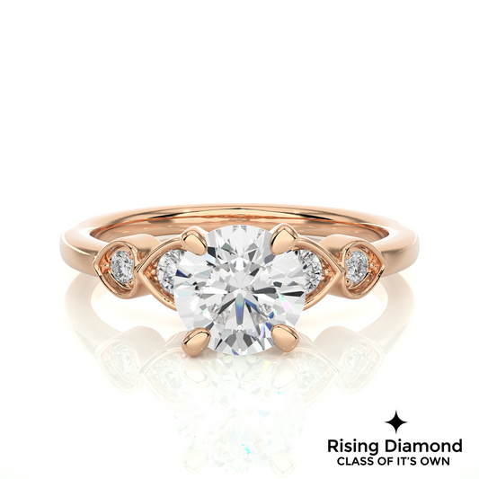 1.55 Ct Round Cut Colorless Moissanite Engagement Ring