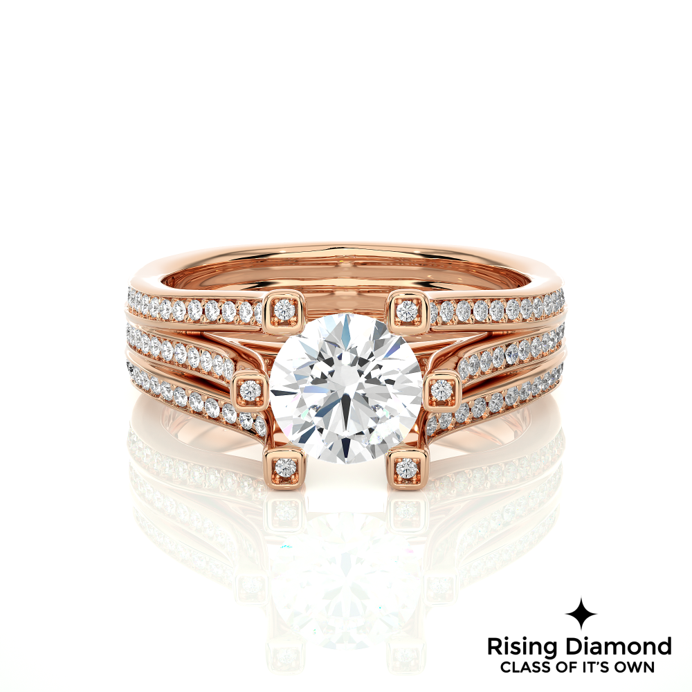 1.04 Ct Round Cut Colorless Moissanite Engagement Ring