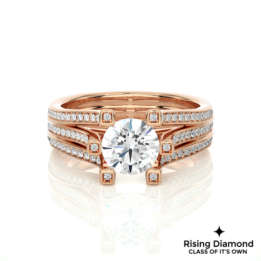 1.04 Ct Round Cut Colorless Moissanite Engagement Ring