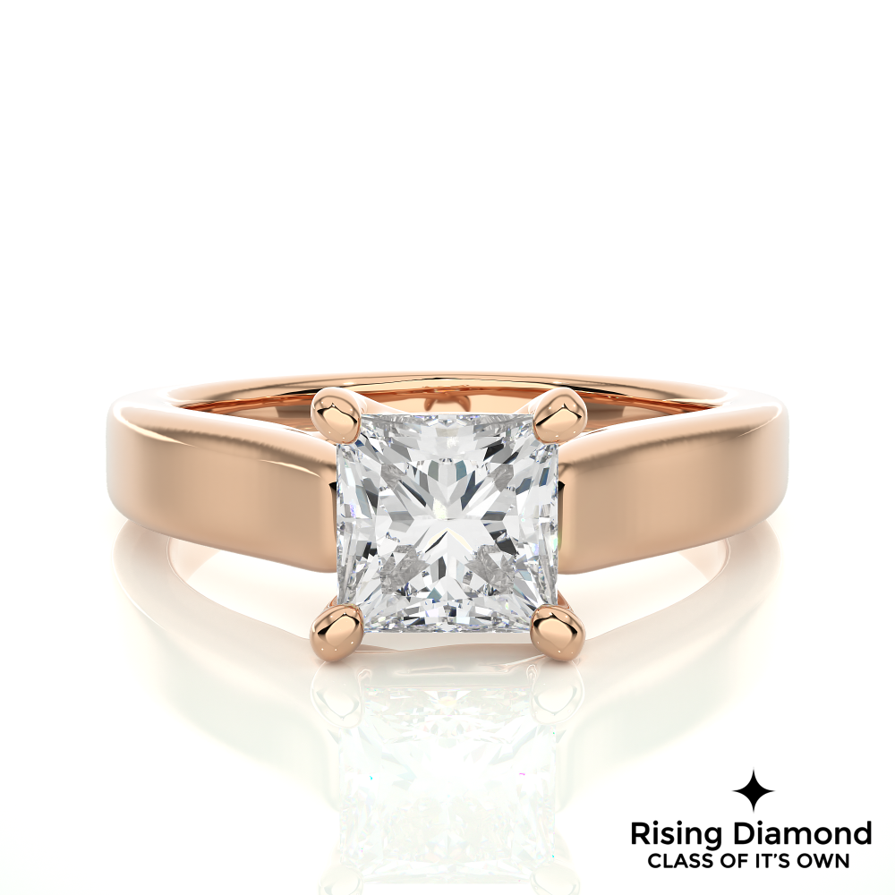 1.45 Ct Princess Cut Colorless Moissanite Solitaire Engagement Ring
