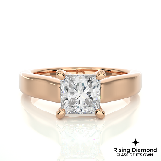 1.45 Ct Princess Cut Colorless Moissanite Solitaire Engagement Ring