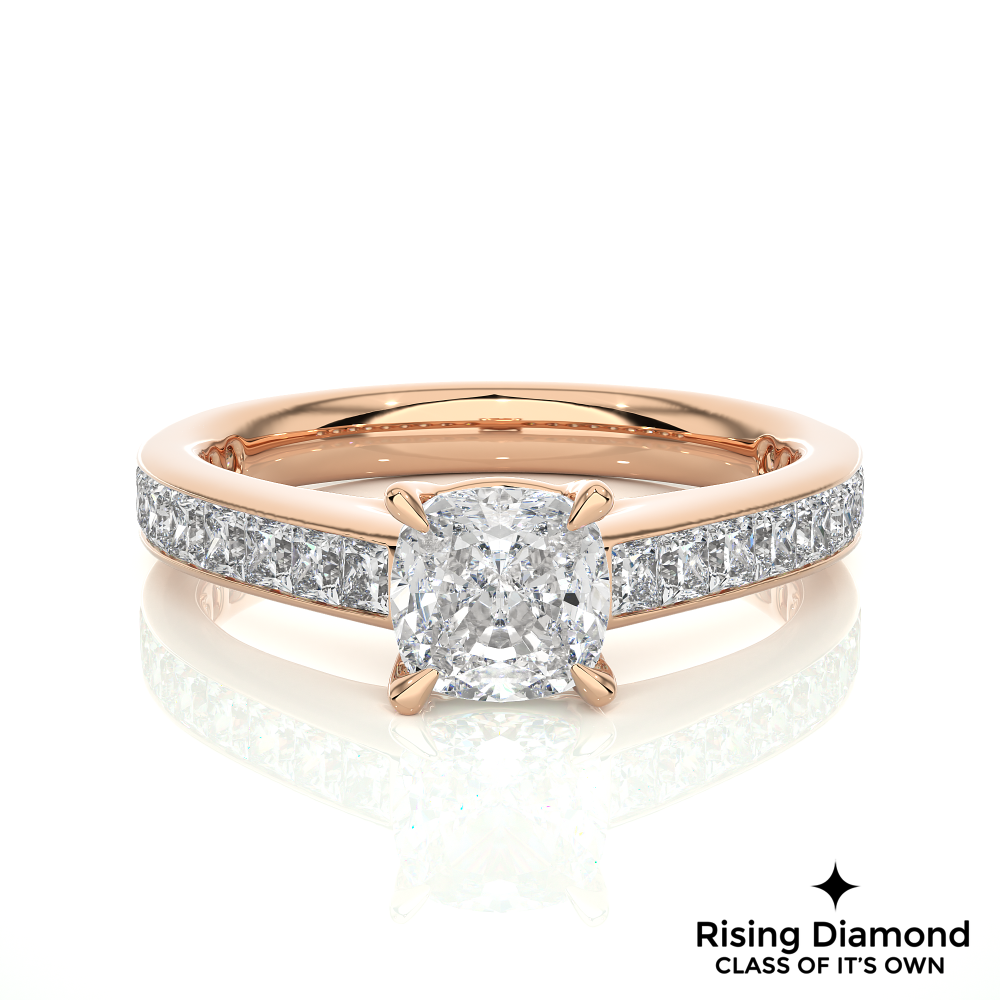 1.62 Ct Cushion Cut Colorless Moissanite Gold Engagement Ring